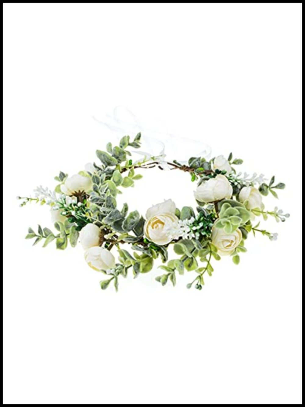 Eucalyptus Leaf Flower Crown Adjustable Ribbon Wedding Bridal Headband